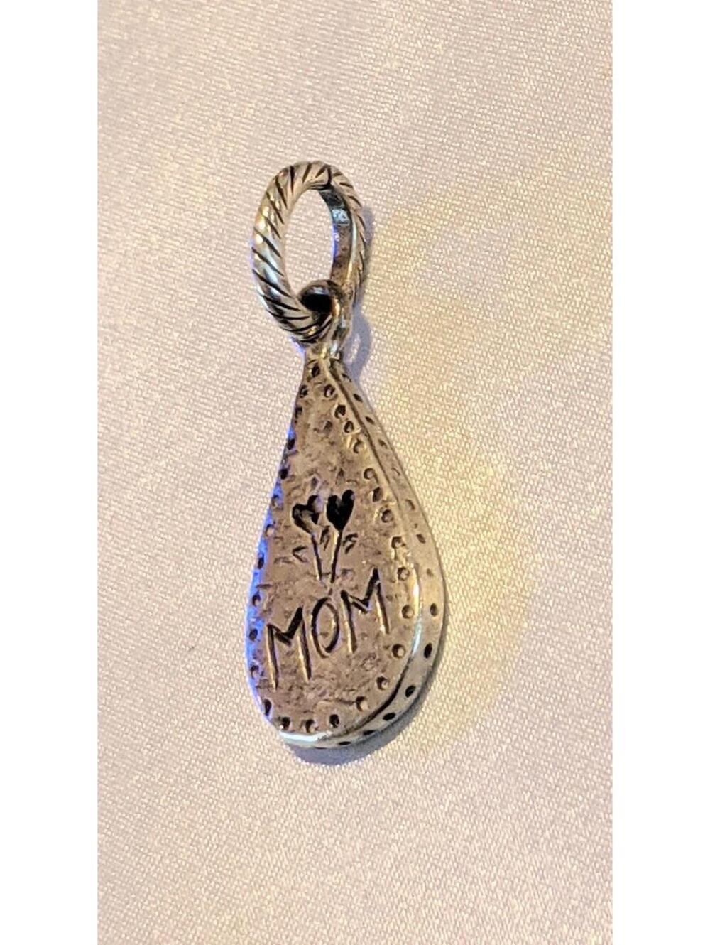 Brighton MOM Double-Sided Charm Silver Plated Teardrop Pierced Hearts GUC - Picture 3 of 4